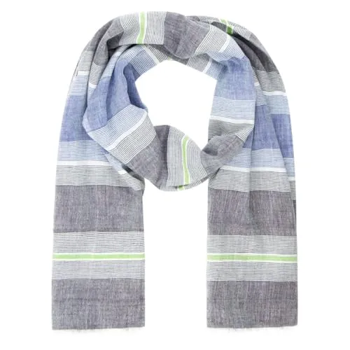 LINDENMANN Herren Schal blau-grau aus 100% Baumwolle - Eleganter Herrenschal in blau-grau, 180 cm lang und 50 cm breit. Ideal für stilvolle Akzente, waschbar bei 30 °C und pflegeleicht. Perfekt für den Alltag!