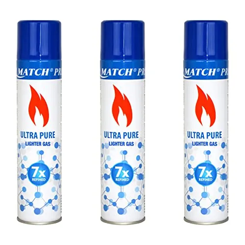 3X 300 ml Feuerzeuggas zum Nachfüllen mit Adaptern | Butangas für Flammbierbrenner | Sturmfeuerzeuge | Stabfeuerzeug | Feuerzeug Gas Nachfüller