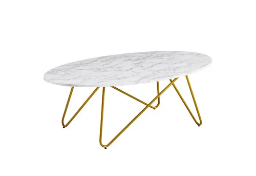 FineBuy Couchtisch mit Marmor Optik 120x40x60 cm - Beistelltisch fürs Wohnzimmer mit eleganter Marmor Optik und robustem Metallgestell, ideal für stilvolle Akzente in Ihrem Wohnraum.