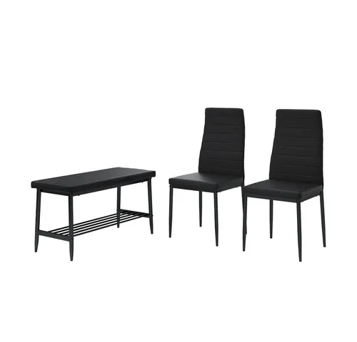 Vicco Sitzbank Grand, Schwarz, 3-teiliges Set - Sitzbänke für Esszimmer, mit ergonomischem Design für hohen Komfort und zeitloser Eleganz – perfekt für gemütliche Familienessen und stilvolle Küchen.