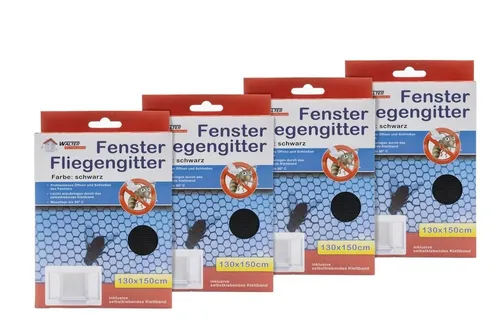 laro Fliegengitter-Gewebe Fenster Fliegengitter Insektenschutz schwarz 4 bis 96 stk 130x150cm, (72-St)