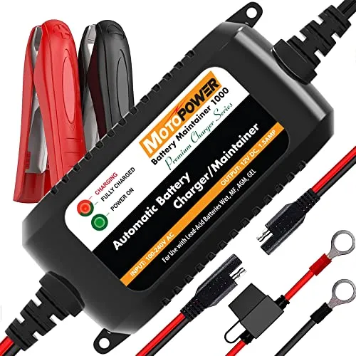 MOTOPOWER 12V 1.5Amp Automatisches Ladegerät/Wartung für Autos, Motorräder, Geländefahrzeuge, Wohnmobile, Powersports, Boote und mehr