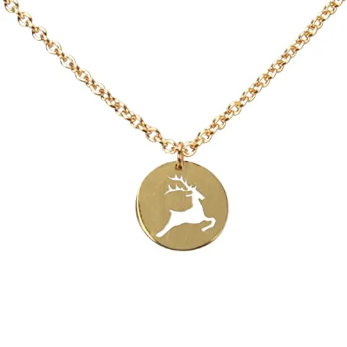 DAHEIM Halskette Hirsch - filigrane Rentier-Kette für Damen - Ketten für Damen, handgefertigt aus vergoldetem Edelstahl mit angenehmem Tragegefühl und eleganter Geschenkverpackung. Perfekt als Erinnerung oder Geschenkidee!