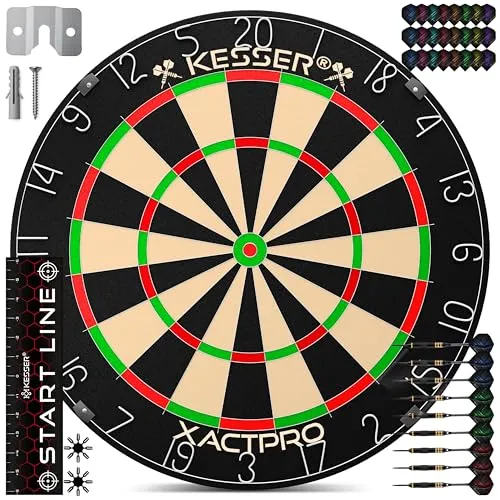 KESSER Dartscheibe - Kork Dartboard mit Dartpfeilen, bunt und ideal für professionelle Dartspiele