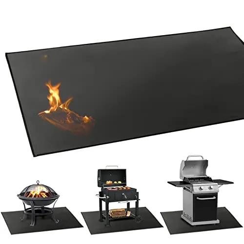 LeadCon 152.4x101.6 cm große Untergrillmatte, feuerfeste Grillmatte für Grill, Deck und Terrassenschutz, flache Oberseite, feuerfeste Teppiche für Kamin, wiederverwendbare Feuerschalenmatte