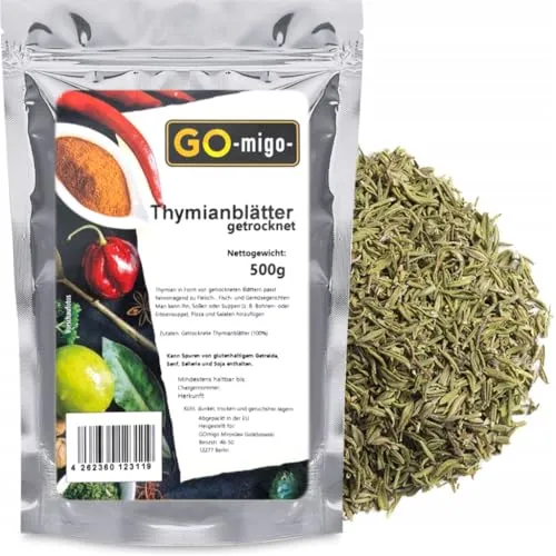 Thymianblätter getrocknet 500g Feinste Qualität- GOmigo