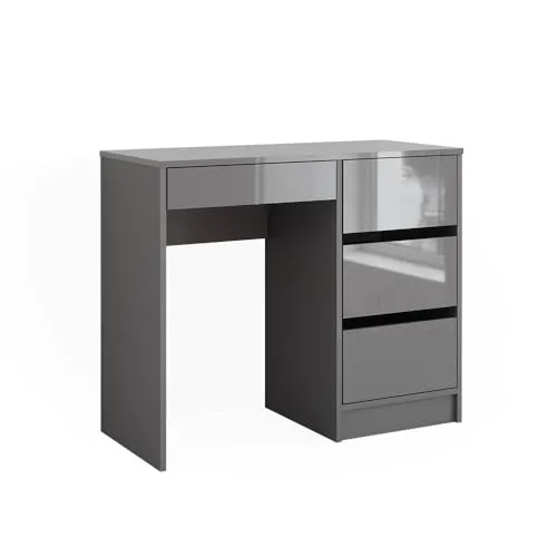 Vicco Schreibtisch Sherry - Grau Hochglanz, 90 x 40 cm mit 4 Schubladen - Schreibtisch in elegantem Grau Hochglanz, ideal für Home Office. Mit 4 praktischen Schubladen bietet er ausreichend Stauraum und sorgt für Ordnung.