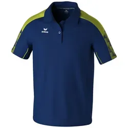 Erima Herren EVO Star Polo Shirt, New Navy/Lime, L - Herren-Shirts aus leichtem Funktionsmaterial mit Raglanschnitt und elastischen Einsätzen für optimale Bewegungsfreiheit. Stylisches Design mit 3D Effekt und Jacquard Kragen für bessere Temperaturregulierung.