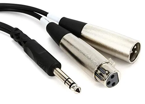 Hosa SRC-203, Insert Cable, 1/4 in TRS to XLR3M and XLR3F, 3 m