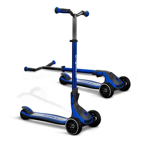 GLOBBER ULTIMUM – Tretroller Kinder Erwachsene, 125/90 mm extra breit, ABEC 7, 3-rädrig, höhenverstellbar, dunkelblau