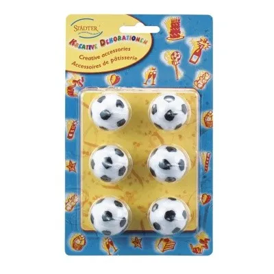 Städter Kerzen Tortenkerze Fußbälle Set 6tlg. 2,5 cm weiß/schwarz