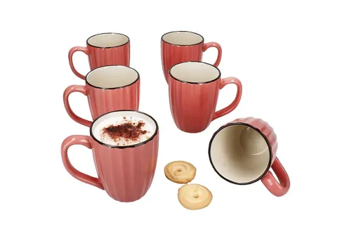 MÄSER Tasse Mäser OSITA Rose Weiß 6x Kaffeebecher 300ml rosa Steingut-Tassen, Steingut