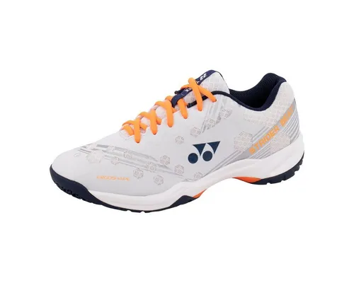 Yonex Badmintonschuhe Power Cushion Strider Beat - Herren, Größe 46 - Bequeme Badmintonschuhe mit flexibler Anpassung an die Fußform für optimale Bewegungsfreiheit. Ideal für intensives Spiel. Erhältlich in den Größen EU 39,5-47 (US 7-13), Farbe: weiß/orange.