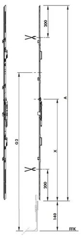 Siegenia Getriebe Stulp 16 AF Gr.70 1SB TS Titan Silber 701-1100mm TGMS4030-100040