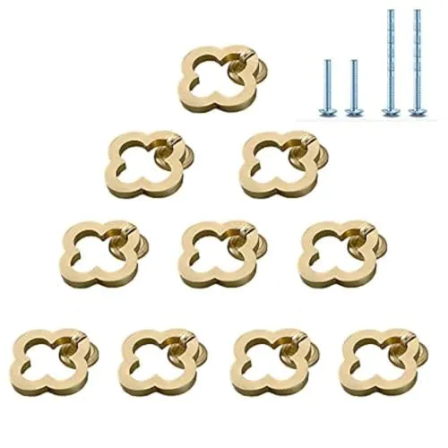 Fanruier 10 x goldene Schrankgriffe aus massiver Zinklegierung, Küchenschrank, Einzelloch für Nachttisch, Griff, Schubladenknöpfe, Möbelgriff, Hardware (6780)