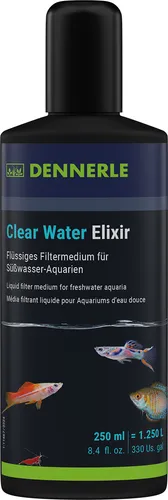 Dennerle Clear Water Elixir, 250 ml - Flüssiges Filtermedium zur Wasserklärung, Pflege und Vorbeugung, Wasseraufbereiter für Aquariumwasser