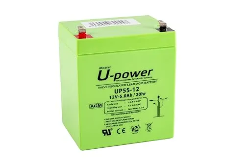 U-Power - Hermetische AGM-Blei-Säure-Batterie 5Ah 12V - Akkus Faston F1 4.8mm