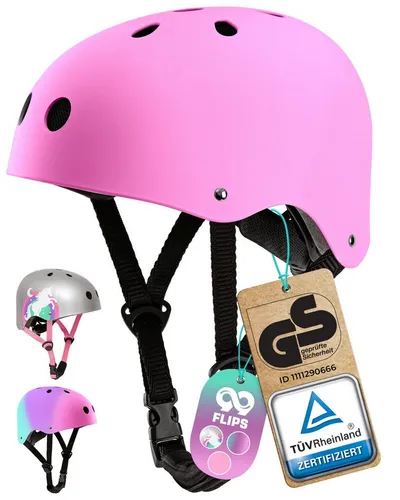 99FLIPS Fahrradhelm Kinder Mädchen - Pink Skaterhelm für Skateboard, Inliner & BMX - Fahrradhelme mit einzigartigem Design in Pink, geprüft vom TÜV Rheinland für höchste Sicherheit. Ideal für junge Abenteurer ab 3 Jahren.