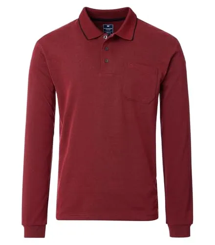 Redmond Langarm-Poloshirt rot XL - Herren-Shirt aus 60% Baumwolle und 40% Polyester, ideal für lässige Looks, in trendigem Rot und bequemer XL Größe.