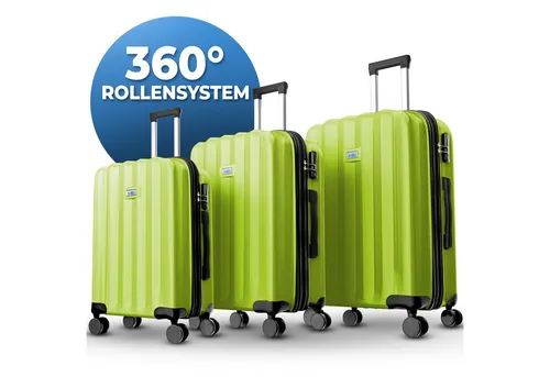 MY TRAVEL BAG Hartschalen-Koffer Set mit Zwillingsrollen (Grün, 3er Set) - Gepäck-Sets mit hochwertiger Hartschale für maximalen Schutz und Flexibilität. Das 360° Rollen-System sorgt für müheloses Reisen, während das integrierte Zahlenschloss für Sicherheit unterwegs sorgt.