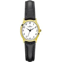 Dugena Quarzuhr Vintage 4460729 - Elegante Armbanduhr - Armbanduhren mit edlem Edelstahl-Gehäuse in Gold und stylish schwarzem Lederarmband, perfekt für jeden Anlass.