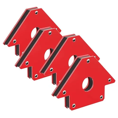 Wiltec 4x Schweißmagnet 11 kg Haftkraft, 120 x 80 x 15 mm Schweißwinkel mit 45°, 90° und 135°, Schweißzubehör Magnetwinkel hält Werkstücke zusammen