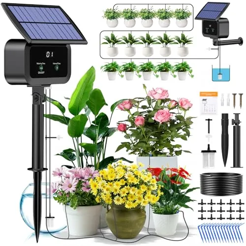 Solar Bewässerungssystem für Pflanzen mit Timer und 15m Schlauch