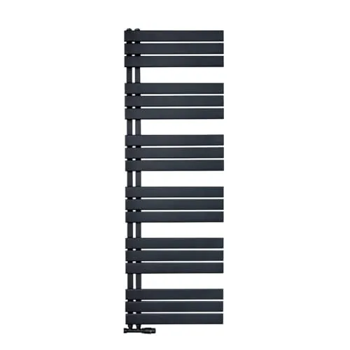 Handtuchheizkörper 1800x600 schwarz - Heizkörper für Badezimmer mit seitlichen Paneelen, 1021 Watt Leistung, in eleganter schwarz-matter Lackierung. Einfache Montage mit linksseitigem Anschluss für mehr Flexibilität.