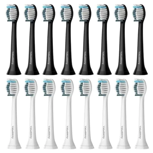 Stück Whitening Clean Ersatzbürsten Kompatibel mit Philips Sonicare Elektrische Zahnbürste, 8er Weiß und 8er Schwarz Aufsteckbürste. 16