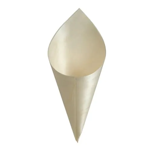 VEPATIM 50 Einweg Fingerfood Spitztüten aus Holz kompostierbar Ø 9,5 cm · 18 cm