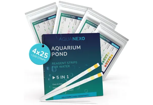 AquaNexo Aquarium-Wassertest Aquanexo 5in1 Aquarium Teststreifen – Wassertest 100 Stück