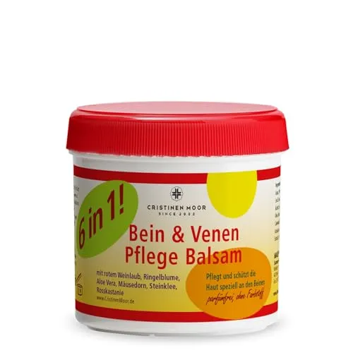 CristinenMoor Bein & Venenpflege Balsam 200 ml - Cremes zur Pflege und zum Schutz der Beine bei Besenreisern und Krampfadern. Mit Extrakten von rotem Weinlaub und Rosskastanie für spürbare Erleichterung bei schweren Beinen.