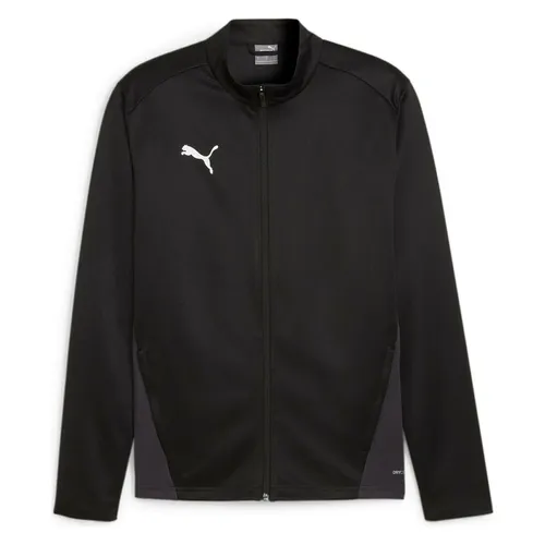 Puma Teamgoal Polyesterjacke Herren - Schwarz - Sportjacke für Herren aus atmungsaktivem Polyester, ideal für Training und Freizeit. Mit Reißverschlusstaschen und stylishem PUMA Cat-Logo.