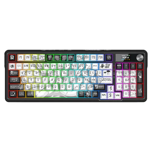 Redragon K719 PRO Gasket Gaming Tastatur mit Hype-Bildschirm - Moderne mechanische Tastatur mit 95 Tasten und 1,41 Zoll TFT-Info-Display. Ideal für Gamer, bietet eine geräuschreduzierende Konstruktion und flexible Verbindungsmöglichkeiten für ein optimales Spielerlebnis.