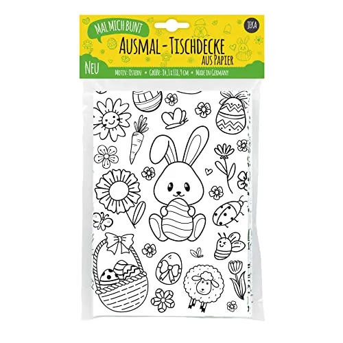 Mal Mich Bunt Ausmal-Tischdecke aus Papier, Motiv Ostern in rot von Jeka