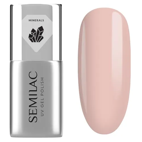Semilac UV Nagellack Base Coat Mineral Strong – Base mit Mineralien für brüchige Nägel, stärkend & aufbauend, milchiges Rosa, 7 ml