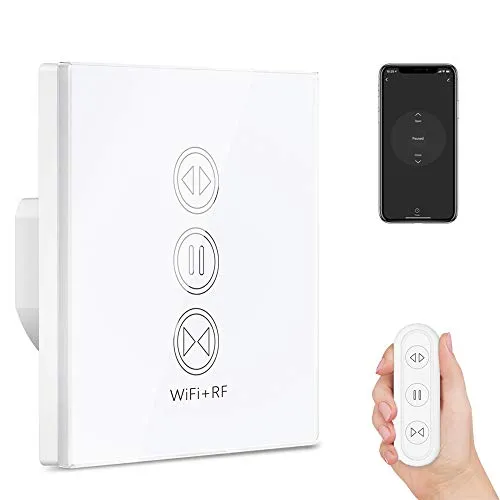 LoraTap intelligenter Rollladenschalter, RF-Fernbedienung, einstellbarer Öffnungswinkel, WLAN-Rolloschalter, kompatibel mit Alexa & Google Home, intelligente Zeitschaltuhr für Wandmotoren