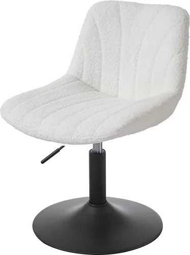 VASAGLE Höhenverstellbarer Schminkstuhl, Drehhocker mit Sherpa-Bezug, Weiß
