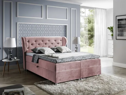 Boxspringbett ARIANNA 180x200cm in Solonrose in pink von Fun Möbel