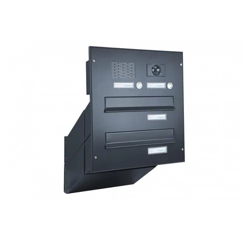 Letterbox24 Briefkasten DV-Serie Kamera Durchwurfbriefkastenanlage in RAL (Klingel, Sprechsieb, Busch-Jäger Kamera- + Audiomodul + Systemzentrale), mit Video-Innenstation Video 7'' in schwarz - Briefkasten in RAL 9005