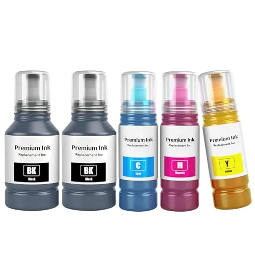 TOPRINT E102 Tintenflaschen 5 Farb Multipack für ET-Drucker, mehrfarbig,TOPRINT