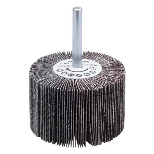 wolfcraft Fächerschleifer I 2035000 I Körnung 150 I ø60x40 mm I Schleifaufsatz für Bohrmaschinen I für Holz, Metall und Farbe I Polierzubehör
