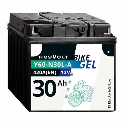 HeyVolt GEL Motorradbatterie 12V 30Ah Y60-N30L-A von Batterie24.de