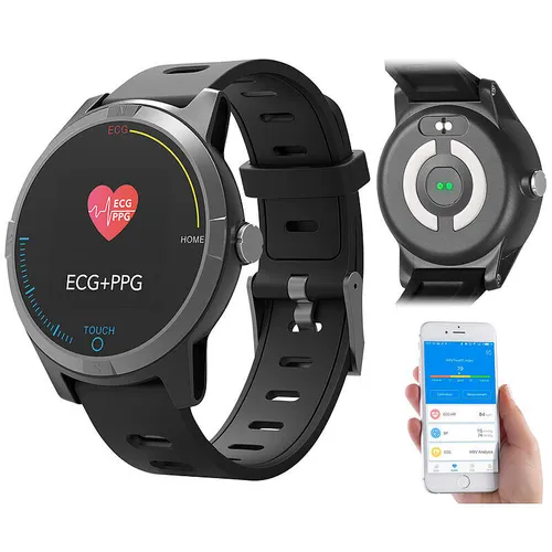 Fitness-Uhr mit Bluetooth, Herzfrequenz- und EKG-Anzeige, App, IP67