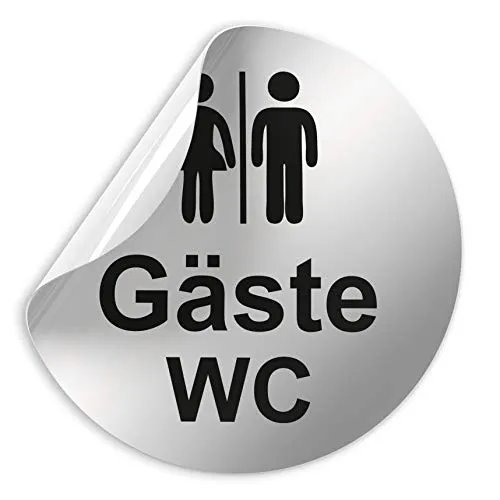 Türschilder24 Folienschild Schild - D = 100 mm PVC Silber - Robuste Kratzfeste Folie - UV beständig - Perfekt für Glastüren und alle glatten Flächen (Gäste WC)