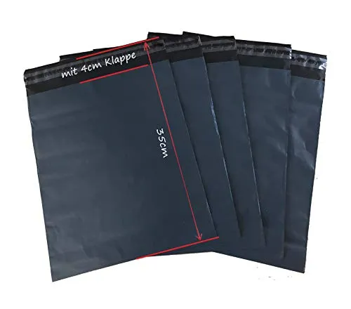 St. Folienversandbeutel Versandbeutel Versandtasche 25 x 35 cm schwarz undurchsichtig, Extra Dick 100