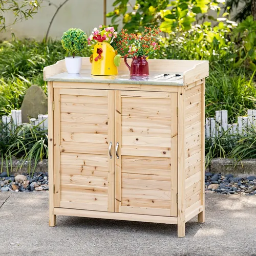 Outsunny Garten-Geräteschrank Pflanztisch mit Unterschrank
