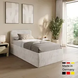 Home Collective Polsterbett 100x200 cm mit verstellbarem Lattenrost und Stauraum - Beige - Das stilvolle Polsterbett bietet Komfort und praktischen Stauraum. Der verstellbare Lattenrost sorgt für eine optimale Liegeposition. Erhältlich in verschiedenen Größen und Farben, ideal für jedes Schlafzimmer.