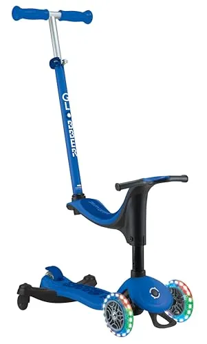GLOBBER GO-UP Sporty Lights 360, 3-in-1 Kinderfahrzeug, 15+ Monate, Höhenverstellbare Lenkstange, Blau, LED-Leuchtrollen, 20kg/50kg, 3-Räder, PU-Rollen, Aluminium-Rahmen