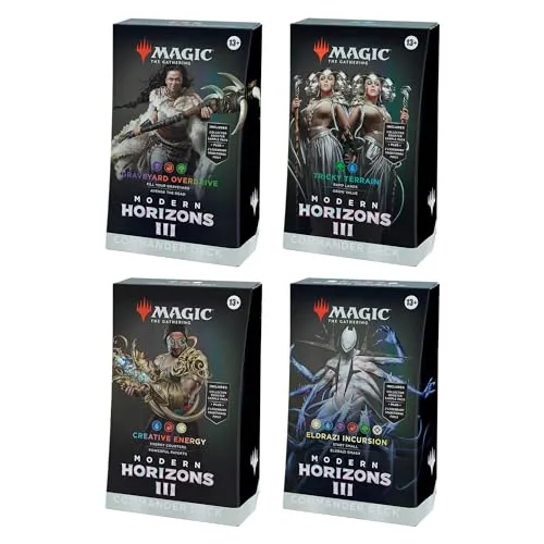 Magic The Gathering Modern Horizons 3 Commander Deck Bundle - Alle 4 Decks für epische Kämpfe - Sammelkartenspiele: Enthält 4 spielbereite Commander-Decks mit einzigartigen Karten und Booster-Packs für spannende Multiplayer-Schlachten.